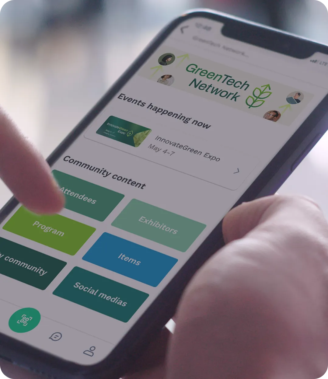Attendee looking at event community in the swapcard app on their phone